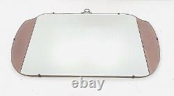 ARTS DECO PEACH GLASS FRAMELESS OVERMANTLE WALL HANGING MIRROR c1930
