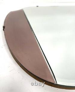 ARTS DECO PEACH GLASS FRAMELESS OVERMANTLE WALL HANGING MIRROR c1930