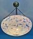 ART DECO 1930's CEILING FLY CATCHER GLASS LIGHT SHADE WHITE BLUE PINK CHAINS