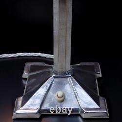 ART DECO 1930s Hexagonal Tubular Chrome & Pink Glass TABLE LAMP