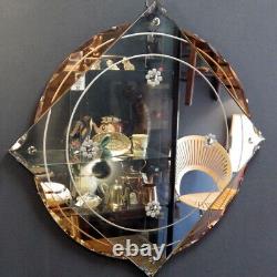 ART DECO 1930s Peach Glass LARGE WALL MIRROR