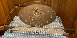 ART DECO GENERAL ELECTRIC Ge Rose GLASS CLOCK RAINBAULT DESIGN 17x7.25 6h02