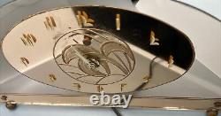 ART DECO GENERAL ELECTRIC Ge Rose GLASS CLOCK RAINBAULT DESIGN 17x7.25 6h02