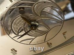 ART DECO GENERAL ELECTRIC Ge Rose GLASS CLOCK RAINBAULT DESIGN 17x7.25 6h02