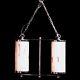 ART DECO Original 1930s Marbled Pink Glass CHROME CEILING LIGHT