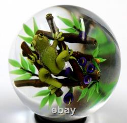 AWESOME Ken ROSENFELD NOS Green Pink Belly FROG on BAMBOO Art Glass PAPERWEIGHT AWESOME Ken ROSENFELD NOS Green Pink Belly FROG on BAMBOO Art Glass PAPERWEIGHT