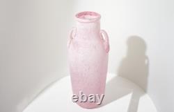 A Vintage Pink Murano Scavo Glass Vase Italy