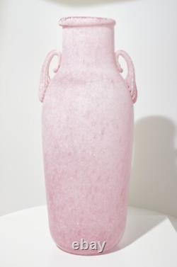 A Vintage Pink Murano Scavo Glass Vase Italy