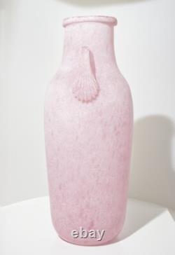 A Vintage Pink Murano Scavo Glass Vase Italy