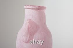 A Vintage Pink Murano Scavo Glass Vase Italy