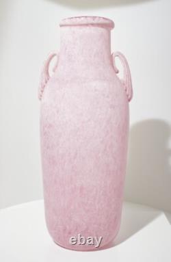 A Vintage Pink Murano Scavo Glass Vase Italy