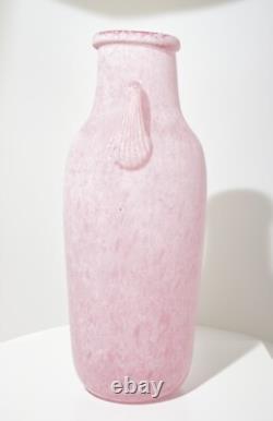 A Vintage Pink Murano Scavo Glass Vase Italy