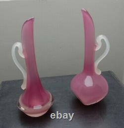 A pair of Pink Alabastre Glass Ewers attributed to Archimede Seguso. Stunning