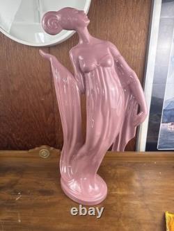 Accent 2000 Pink Art Glass Nude Female Figurine Art Deco Style Sculpture 24