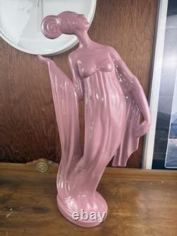 Accent 2000 Pink Art Glass Nude Female Figurine Art Deco Style Sculpture 24