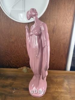 Accent 2000 Pink Art Glass Nude Female Figurine Art Deco Style Sculpture 24