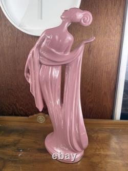 Accent 2000 Pink Art Glass Nude Female Figurine Art Deco Style Sculpture 24