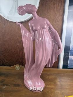 Accent 2000 Pink Art Glass Nude Female Figurine Art Deco Style Sculpture 24
