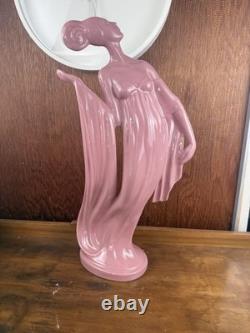 Accent 2000 Pink Art Glass Nude Female Figurine Art Deco Style Sculpture 24