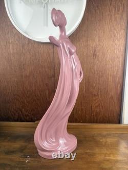 Accent 2000 Pink Art Glass Nude Female Figurine Art Deco Style Sculpture 24