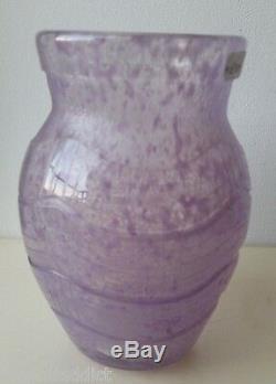 Acid Etched Art Deco Vase Degue Made In France Pink Glasspowders Inclusions