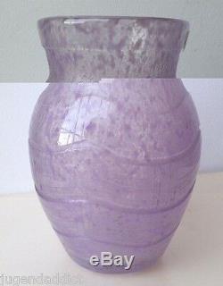 Acid Etched Art Deco Vase Degue Made In France Pink Glasspowders Inclusions