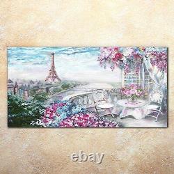 Acrylic Glass Image Print Wall Art painting France pink Eiffel flower 140x70