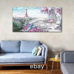 Acrylic Glass Image Print Wall Art painting France pink Eiffel flower 140x70