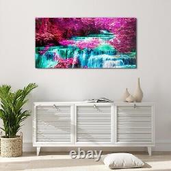 Acrylic Glass Print Wall Art Picture painting pink trees waterfall 120x60