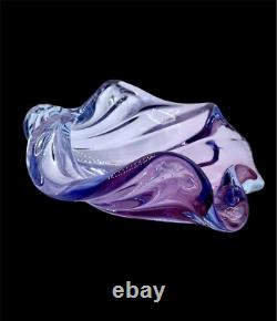 Alfredo Barbini Murano Italian Art Glass Purple Pink Blue Seashell Dish Bowl