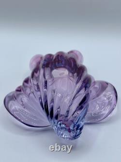 Alfredo Barbini Murano Italian Art Glass Purple Pink Blue Seashell Dish Bowl