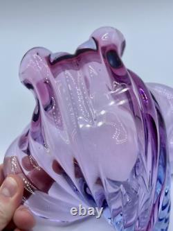 Alfredo Barbini Murano Italian Art Glass Purple Pink Blue Seashell Dish Bowl