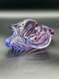 Alfredo Barbini Murano Italian Art Glass Purple Pink Blue Seashell Dish Bowl