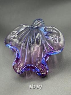 Alfredo Barbini Murano Italian Art Glass Purple Pink Blue Seashell Dish Bowl