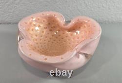 Alfredo Barbini Murano Pink Gold Accents Italian Art Glass Bowl Ashtray Rare