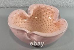 Alfredo Barbini Murano Pink Gold Accents Italian Art Glass Bowl Ashtray Rare