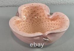 Alfredo Barbini Murano Pink Gold Accents Italian Art Glass Bowl Ashtray Rare