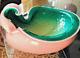 Alfredo Barbini Pulegoso Murano Art Glass, RARE Pink Green, Spec Bubbles 50's Bowl