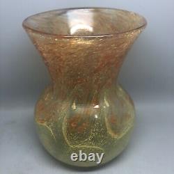 An 8 Vasart V029 Shaped Vase With Mottled Orange And Yellow Swirl Decoration