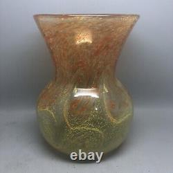 An 8 Vasart V029 Shaped Vase With Mottled Orange And Yellow Swirl Decoration