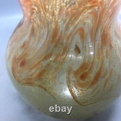 An 8 Vasart V029 Shaped Vase With Mottled Orange And Yellow Swirl Decoration