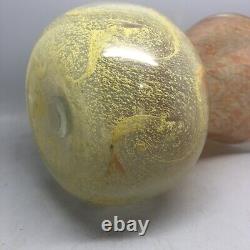 An 8 Vasart V029 Shaped Vase With Mottled Orange And Yellow Swirl Decoration