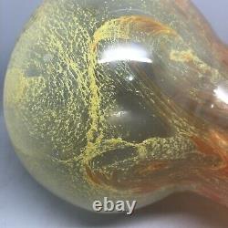 An 8 Vasart V029 Shaped Vase With Mottled Orange And Yellow Swirl Decoration