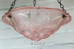 An Original 1920s Art Deco French Glass Plafonnier Ceiling Light Deeply Moulded