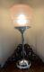 An attractive pink glass and chrome art deco table lamp c. 1930