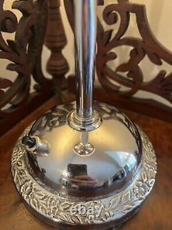An attractive pink glass and chrome art deco table lamp c. 1930