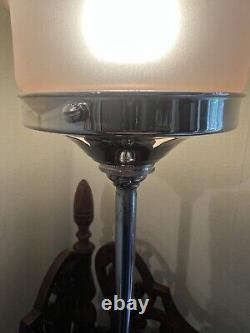 An attractive pink glass and chrome art deco table lamp c. 1930