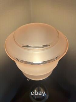 An attractive pink glass and chrome art deco table lamp c. 1930