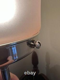 An attractive pink glass and chrome art deco table lamp c. 1930
