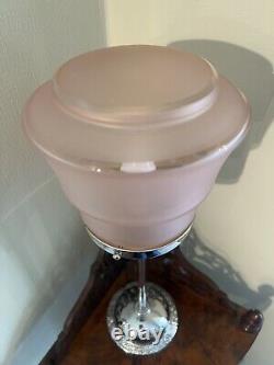 An attractive pink glass and chrome art deco table lamp c. 1930